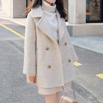 Talvel Faux Villased Jakid Korea Stiilne Küps Mantel Naiste Sügis Basic Fashion Paks Cape Varjatud Mantlid Naine Elegantne Ülerõivad 11