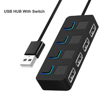 USB Hub 2.0 Multi Hub USB Suure Kiirusega 4 Porti Off Lüliti-USB-Jaoturi Adapter Arvuti Lisaseadmed PC Sülearvuti USB Laiendada 7