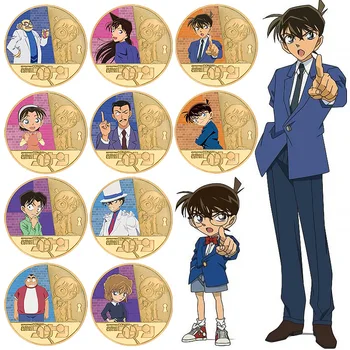 1 Tk Uus Anime, Detective Conan Mälestusmündid Kudou Shinichi Kullatud Müntide Kollektsiooni Suveniiri Joonis Mänguasjad, Kingitused 5