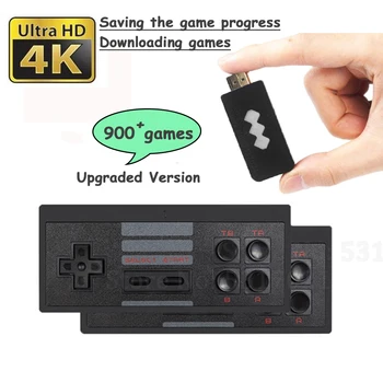 900 4K Mängud, USB-Wireless Console Klassikaline Mäng Stick Video Mängu Konsool 8 Bit Mini Retro Töötleja HD Väljund, Dual HD-Mängija 1