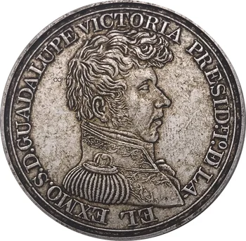 Mehhiko 1824 Mündi President Guadalupe Victoria Medal Cupronickel Pinnatud Hõbe Metall Suveniiride Kingitus Laekuva Koopia Mündid 4